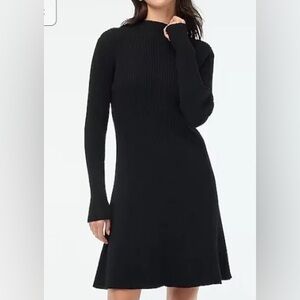 J. Crew Factory Black mock neck ribbed knit dress size XS